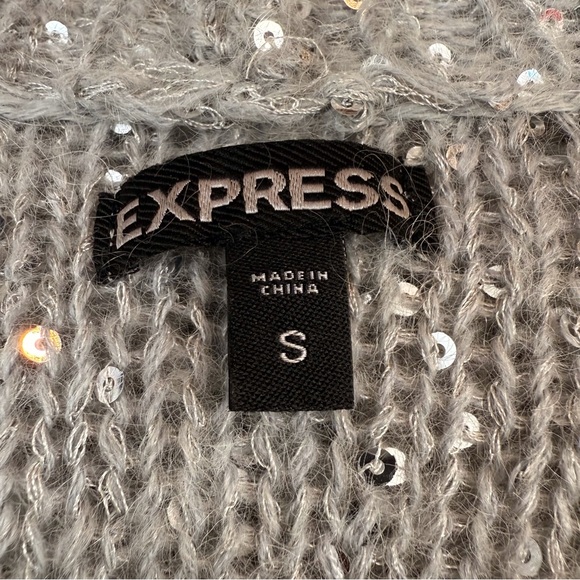 Express Gray Sequined Long Sweater - Picture 11 of 16